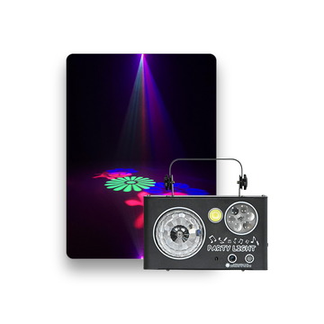 4-in-1 Mixed Effect Sound Activated RGBW GOBO Pattern Beam Strobe Light
