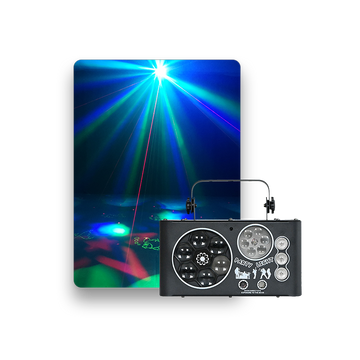 RGBW LED Pattern Strobe Lights Sound Activated, Remote & DMX Control 5 in 1 Mixed Magic Effect